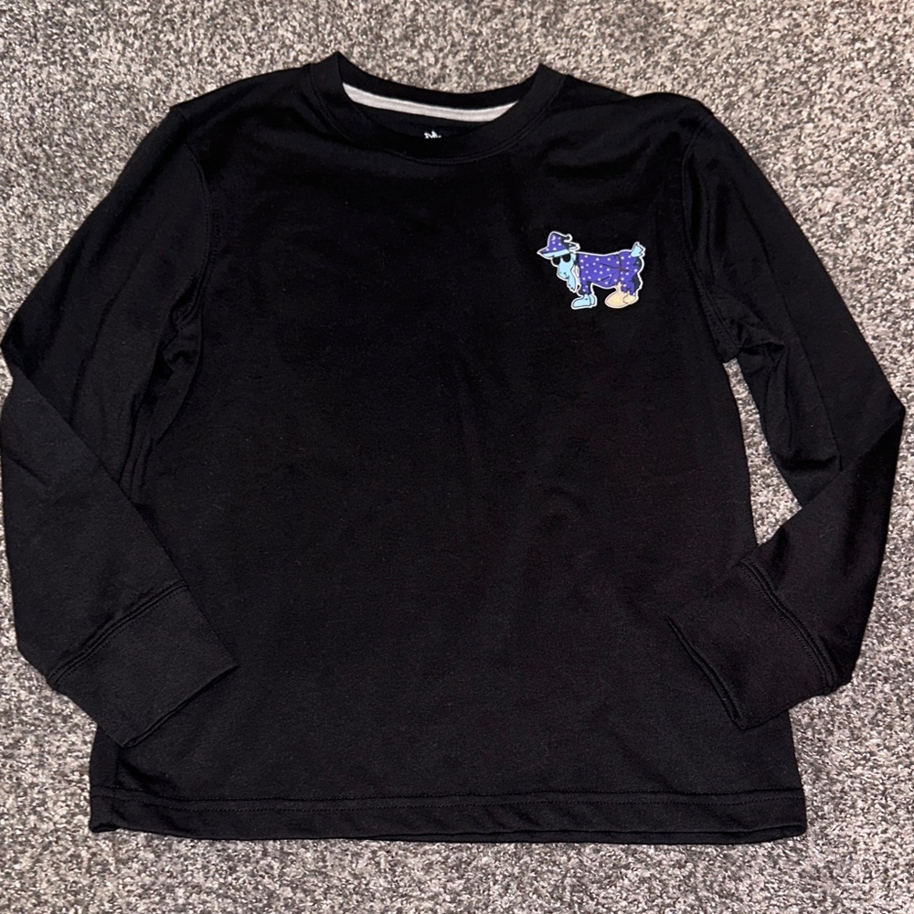 GOAT USA Kids Black Long Sleeve Shirt with Blue Dog Design Size Medium